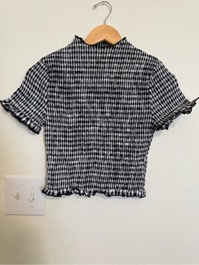 Peppermayo Black & White Gingham Smocked Crop Top